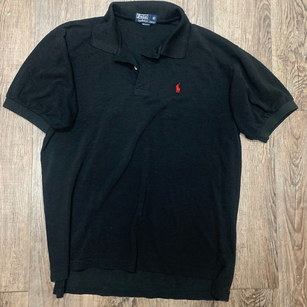 Ralph Lauren Men's Polo Shirt in Black with Red Logo